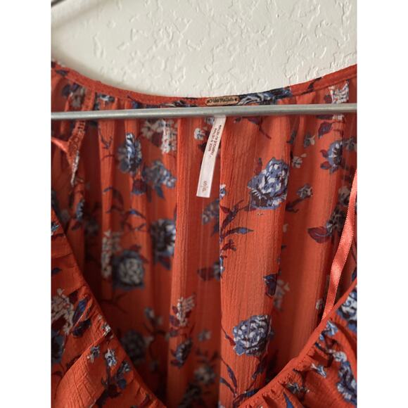 Free People Final Rose Chiffon Long Sleeve Blouse Crop Rust Size S $118 - Picture 5 of 7